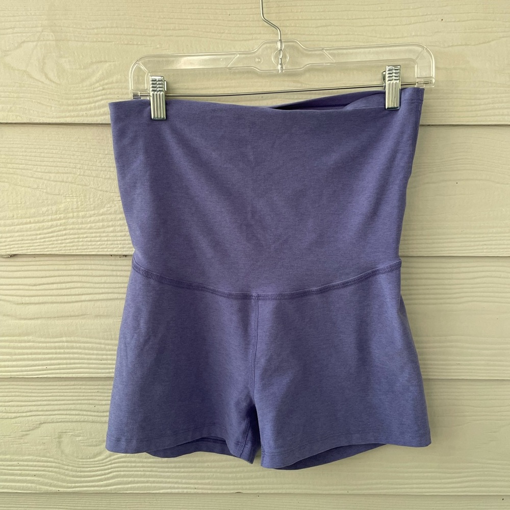 Beyond the Bump Maternity High-Waist Purple Stretch Bike Shorts Size XL